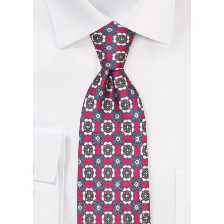 Premium Silk Tie in Foulard Print