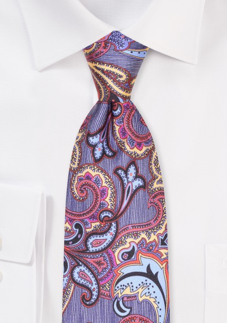 Designer Paisley Print Tie in Blues