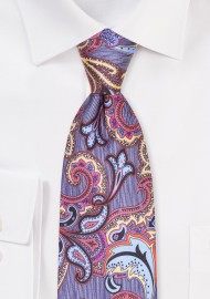 Designer Paisley Print Tie in Blues