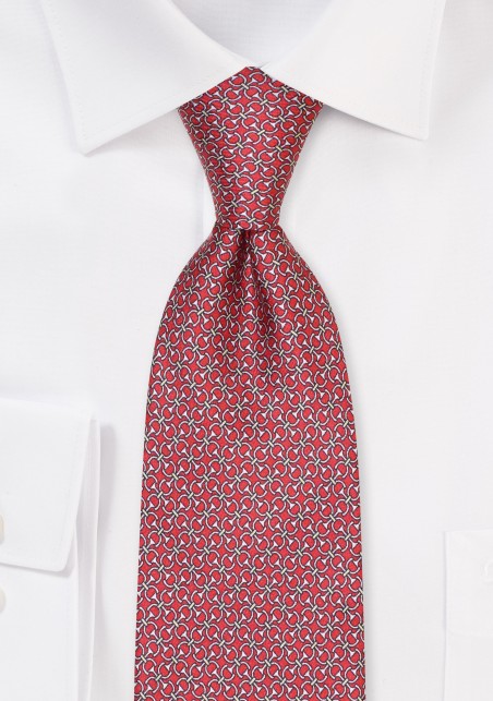 Cherry Red Equine Stirup Print Silk Tie