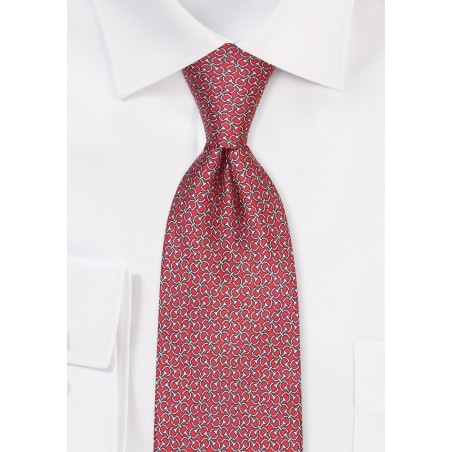 Cherry Red Equine Stirup Print Silk Tie