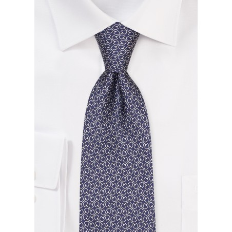 Navy Equine Stirup Print Silk Tie