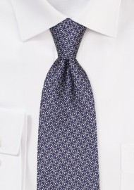 Navy Equine Stirup Print Silk Tie