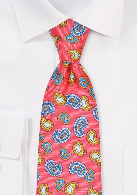 Stripe Paisley Print Designer Silk Tie