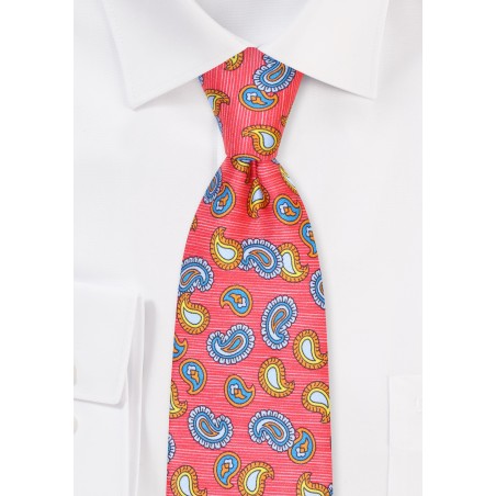 Stripe Paisley Print Designer Silk Tie