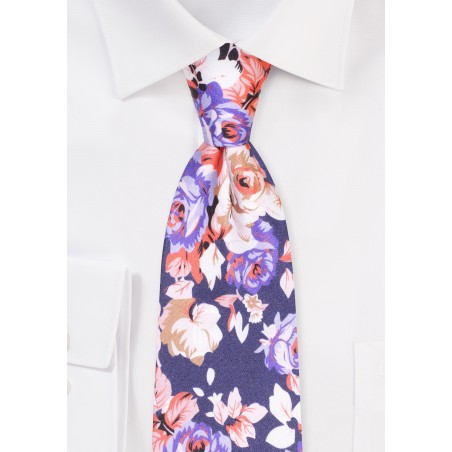 Floral Print Tie in Premium Silk
