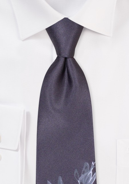 Wild Graphic Floral Tie in Black and Gray