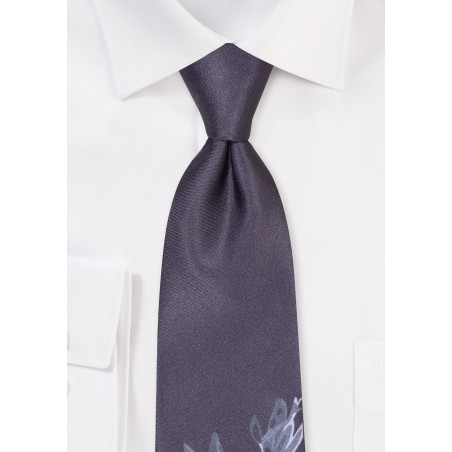 Wild Graphic Floral Tie in Black and Gray