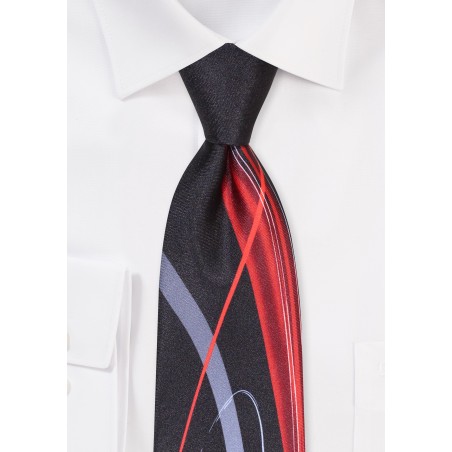 Vintage Print Tie in Black and Red