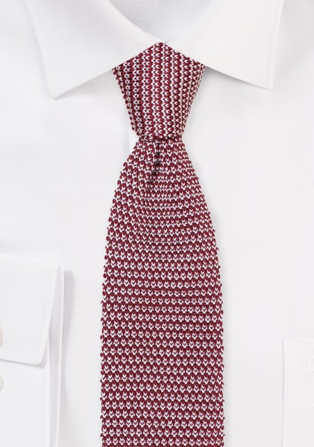 Burgundy Skinny Knit Tie