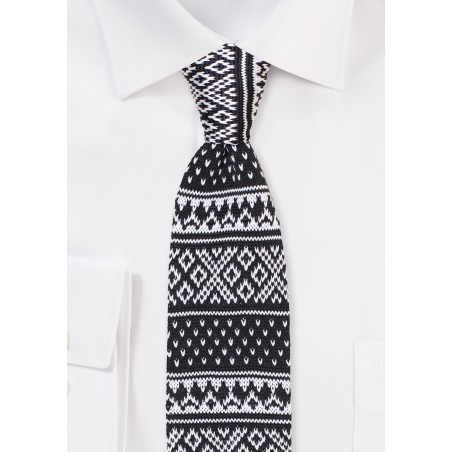 Black Fair Isle Knit Tie
