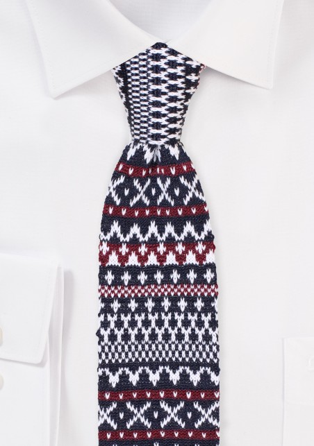 Fair Isle Knit Silk Tie