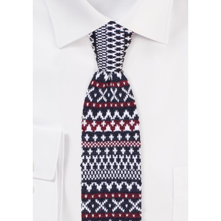 Fair Isle Knit Silk Tie