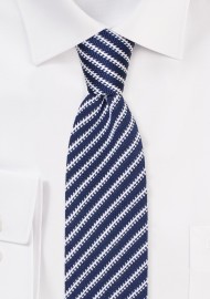 Diagonal Stripe Knit Tie in Navy