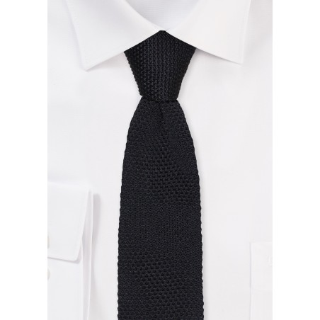 Black Knit Tie with Pointed Tip