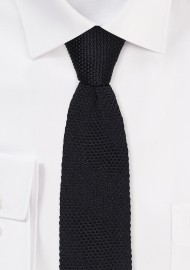 Black Knit Tie with Pointed Tip