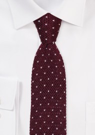 Birds Eye Silk Knit Tie in Burgundy