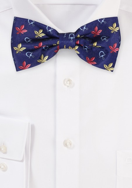 Navy Autumn Leaf Bow Tie