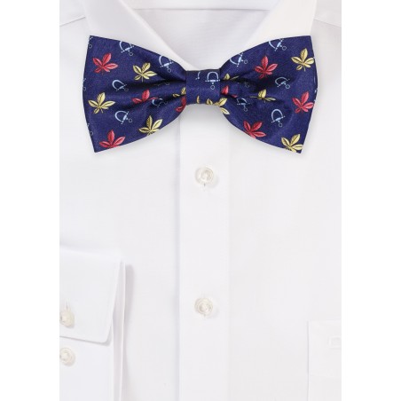 Navy Autumn Leaf Bow Tie