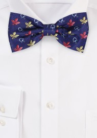 Navy Autumn Leaf Bow Tie
