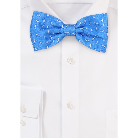 Seagull Print Bow Tie in Sky Blue