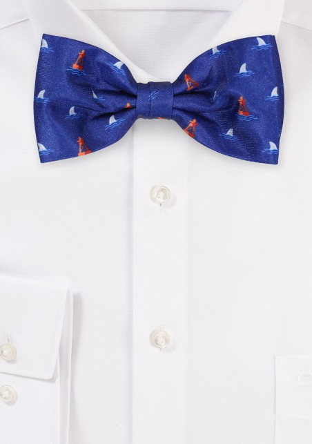 Shark Fin Print Bowtie in Navy