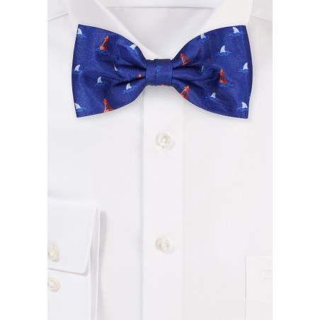 Shark Fin Print Bowtie in Navy
