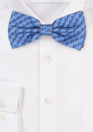 Seashell Print Bow Tie in Blues