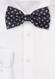 Classic Paisley Print Bowtie in Black and Gray