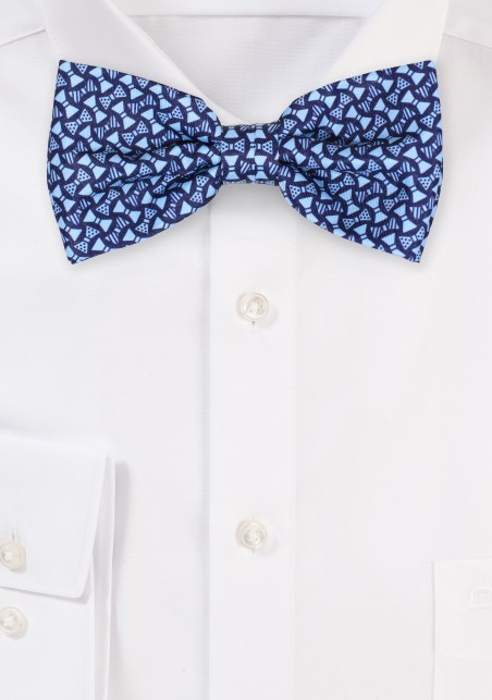 Blue Bowtie with Printed Bow Ties