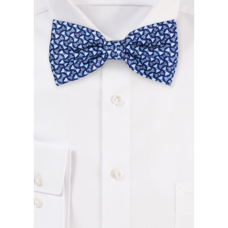 Blue Bowtie with Printed Bow Ties