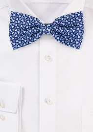 Blue Bowtie with Printed Bow Ties