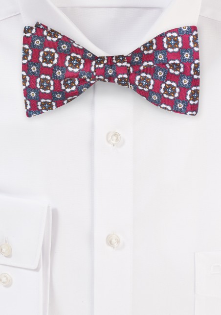 Foulard Print Silk Bow Tie in Self-Tie Style