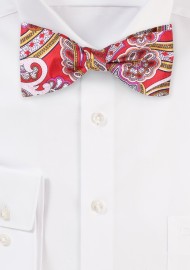 Luxe Paisley Bowtie in Red and Gold