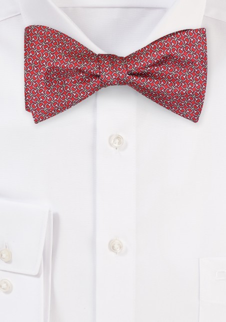 Designer Print Silk Bowtie in Cherry