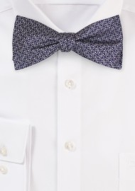 Designer Print Silk Bowtie in Navy