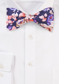 Floral Silk Bow Tie in Pinks and Purple