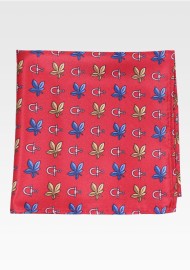Leaf and Stirrup Print Hanky in Cherry