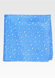 Seagull Print Pocket Square in Sky Blue