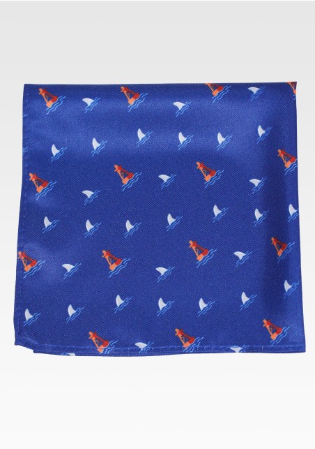 Shark Fin Pocket Square in Navy