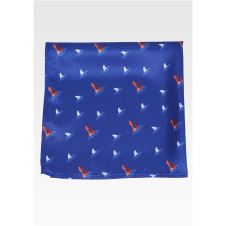 Shark Fin Pocket Square in Navy