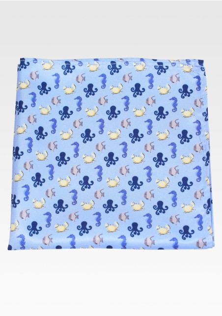 Sea Creature Print Pocket Square