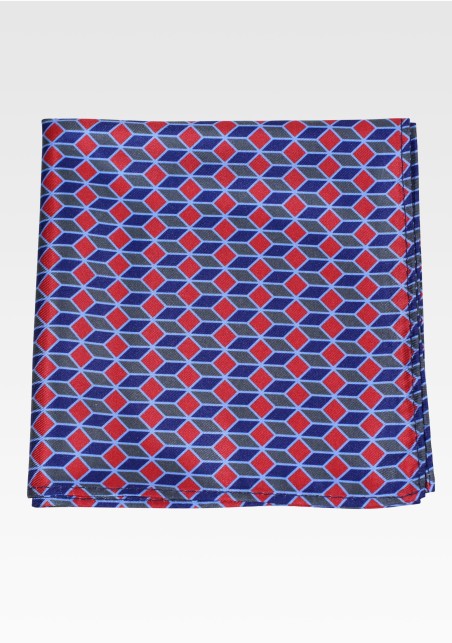 Chevron Check Hanky in Red and Blue