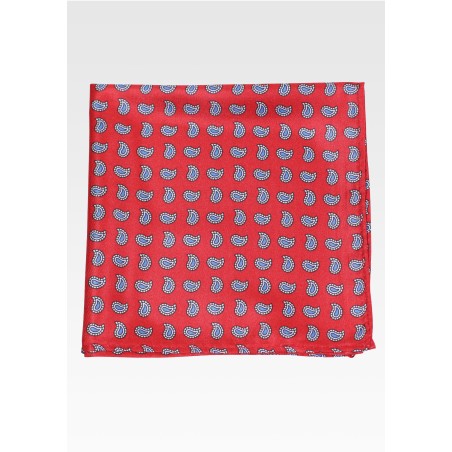 Intricate Paisley Print Hanky in Red