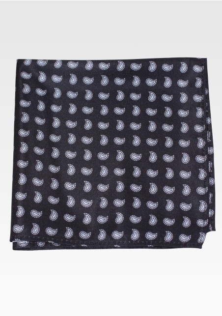 Black Hanky with Gray Paisley Print