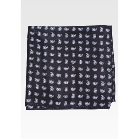 Black Hanky with Gray Paisley Print