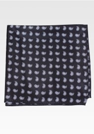 Black Hanky with Gray Paisley Print