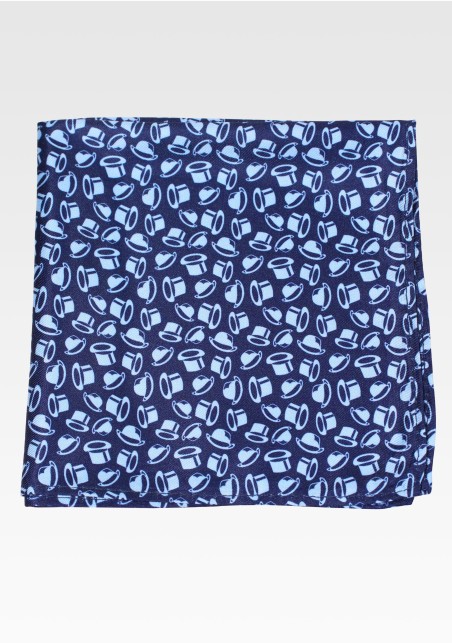 Top Hat and Fedora Print Pocket Square