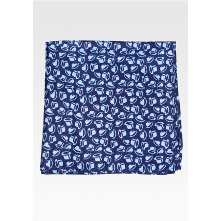 Top Hat and Fedora Print Pocket Square