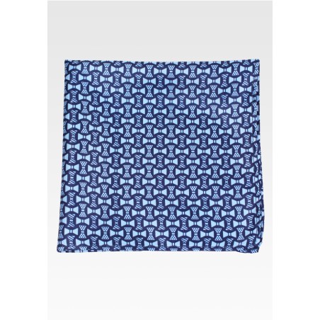 Bow Tie Print Pocket Square in Blue